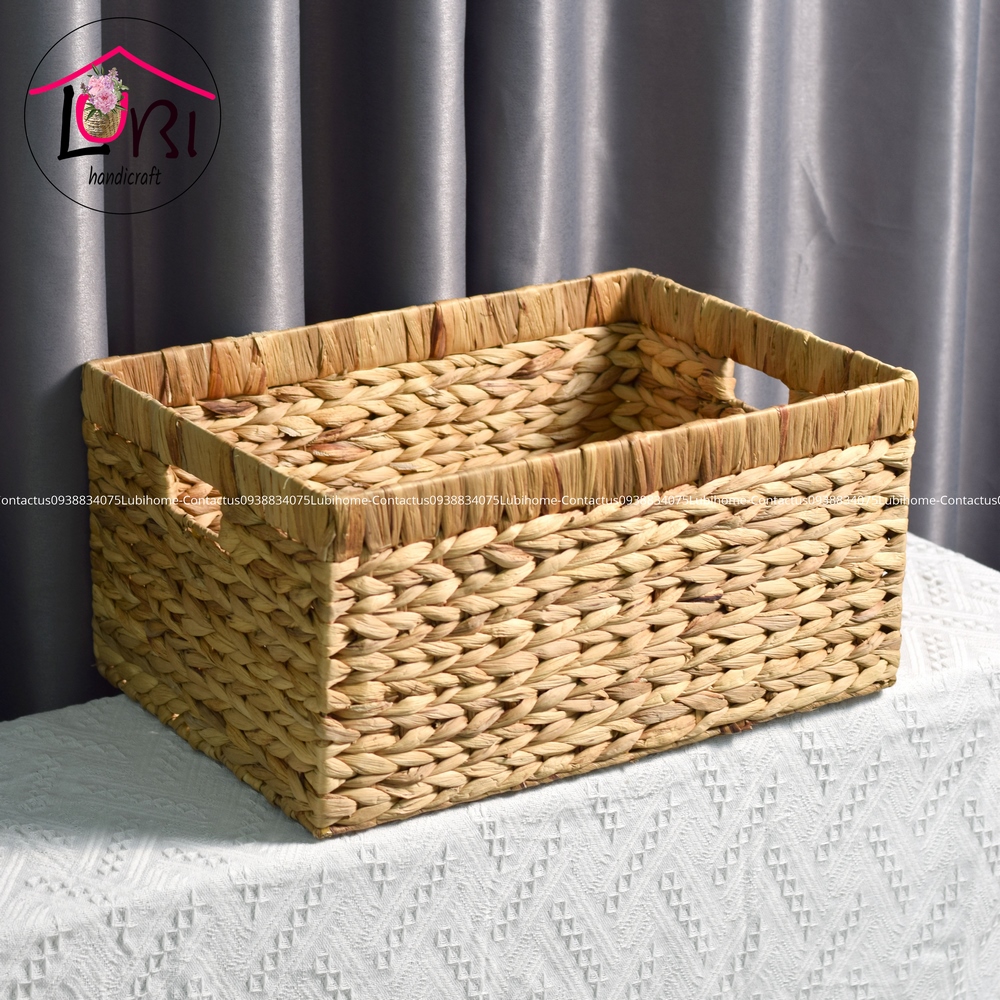 Lubihandicraft - Sọt đựng đồ đan lục bình miệng bo đôi - đơn giản, xinh xắn