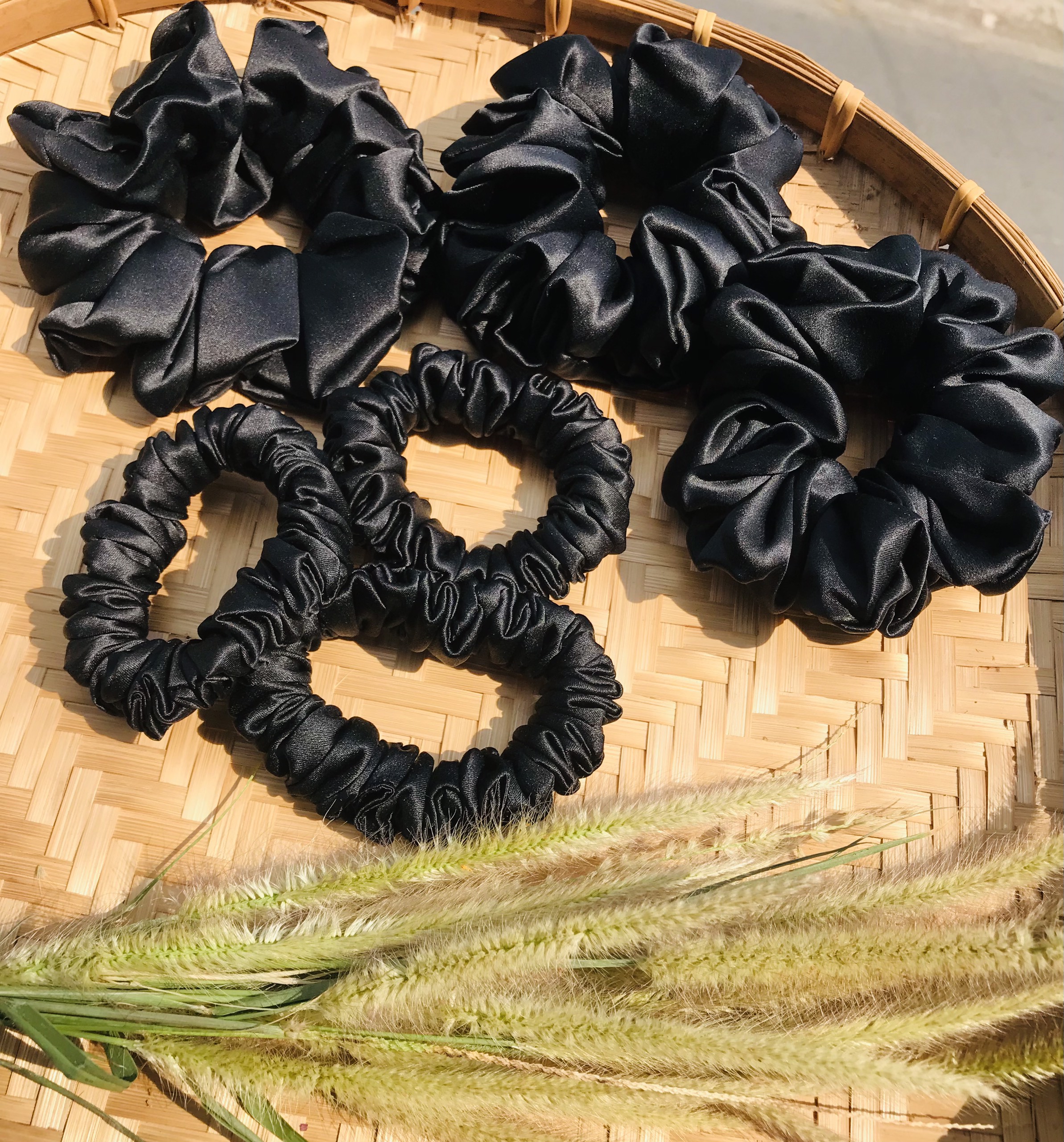 Dây Buộc Tóc Màu bản lớn 5cm,Thời Trang Cho Nữ, Dây Buộc Vải lụa tơ tằm , Silk Scrunchie Băng Đô Co Giãn Đơn Giản, Sang trọng Cho Nữ, Băng Đô lụa Satin Buộc Tóc Cho Bé Gái Phụ Kiện Tóc