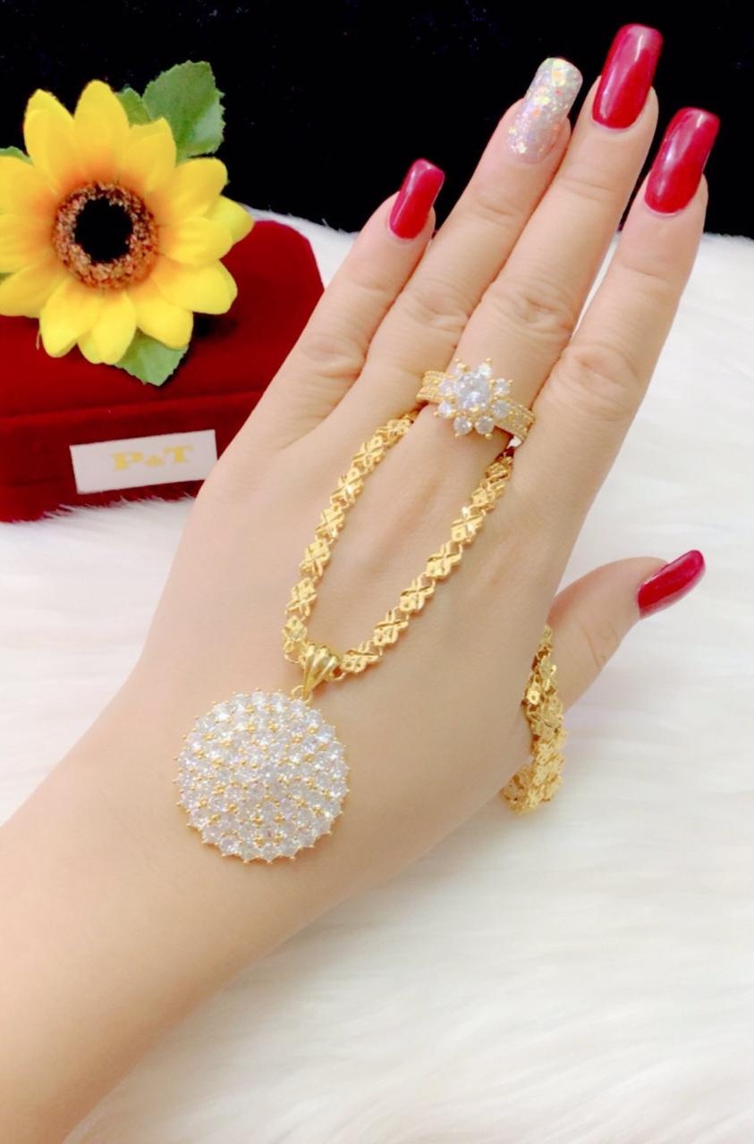 Combo dây chuyền nhẫn nữ mạ 18k cao cấp EK840
