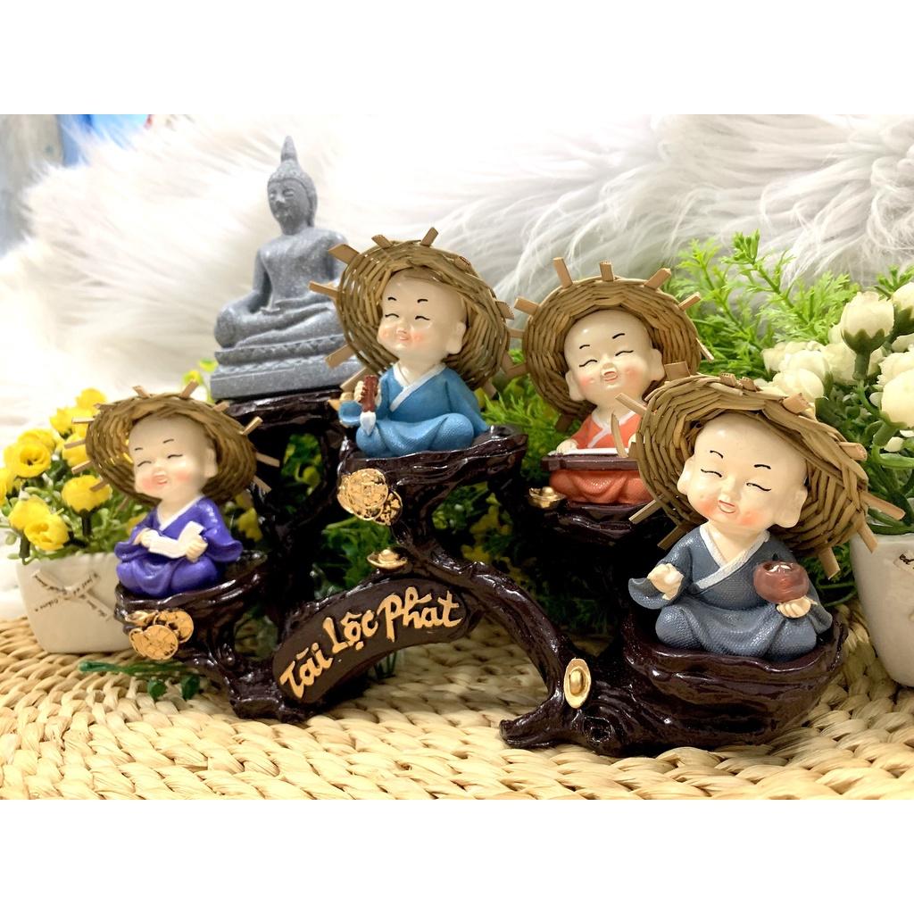 Full Set Phật Thích Ca cùng các chú tiểu Cầm Kỳ tọa đế Tài Lộc Phát