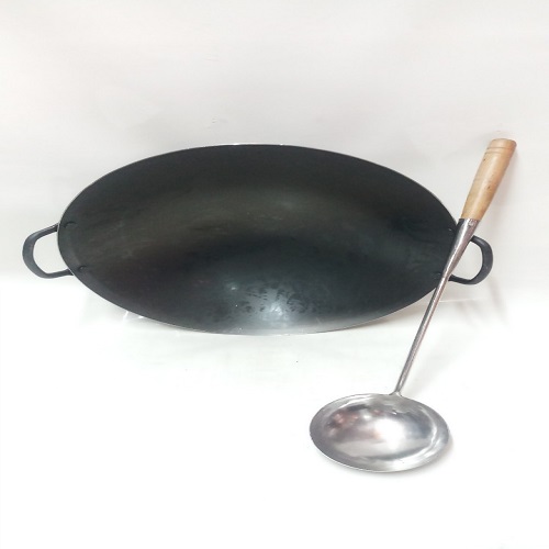 COMBO 1 CHẢO THÉP HAI QUAY+1 VÁ XÀO INOX CAO CẤP.