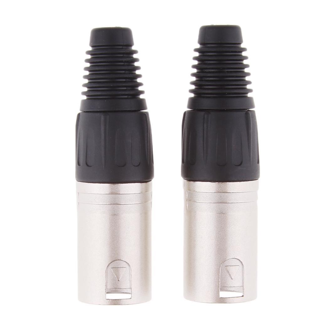 2Pieces Metal 4-Pin Male Microphone XLR Plug Adapter