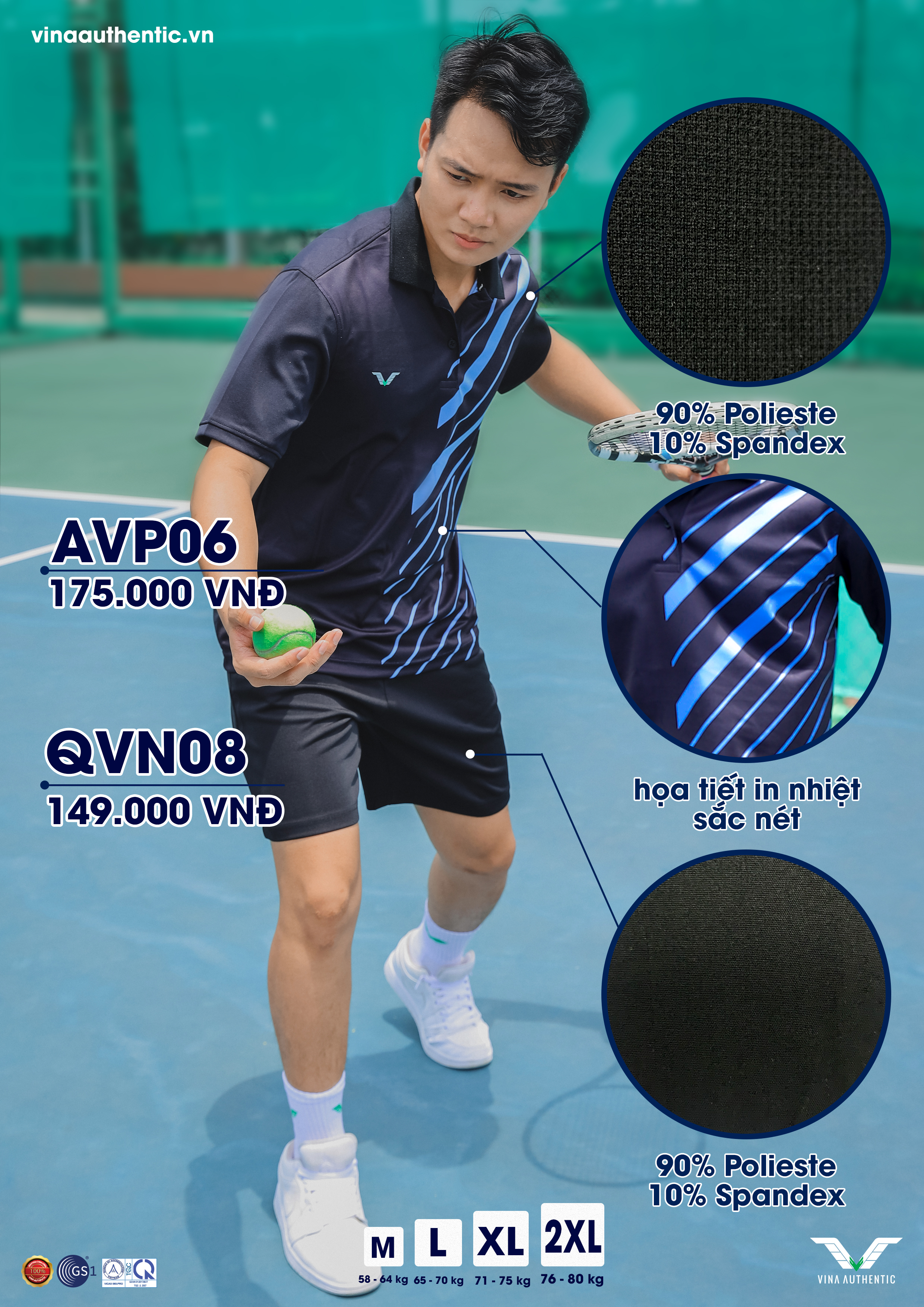 QUẦN THỂ THAO NAM VNQVN08 VINA AUTHENTIC CHẤT LƯỢNG CAO CẤP, MỀM MẠI, CO GIẢN, FORM CHUẨN