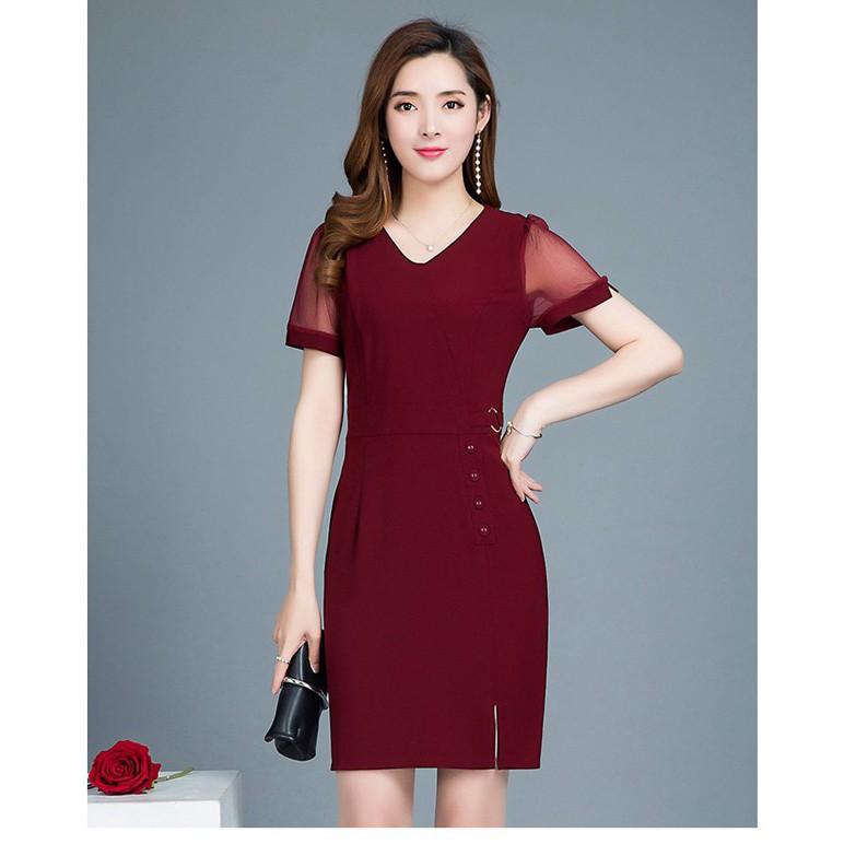 DRESS388 Đầm dạ tiệc tay phối lưới