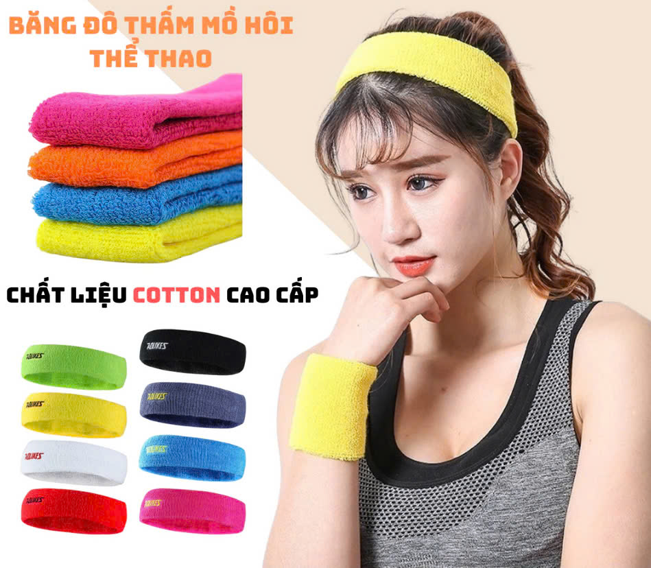 Băng Trán, Băng Đô Chặn Mồ Hôi Thể Thao Nam Nữ Sport Anti-Slip Sweatband Cao Cấp MÀU ĐEN
