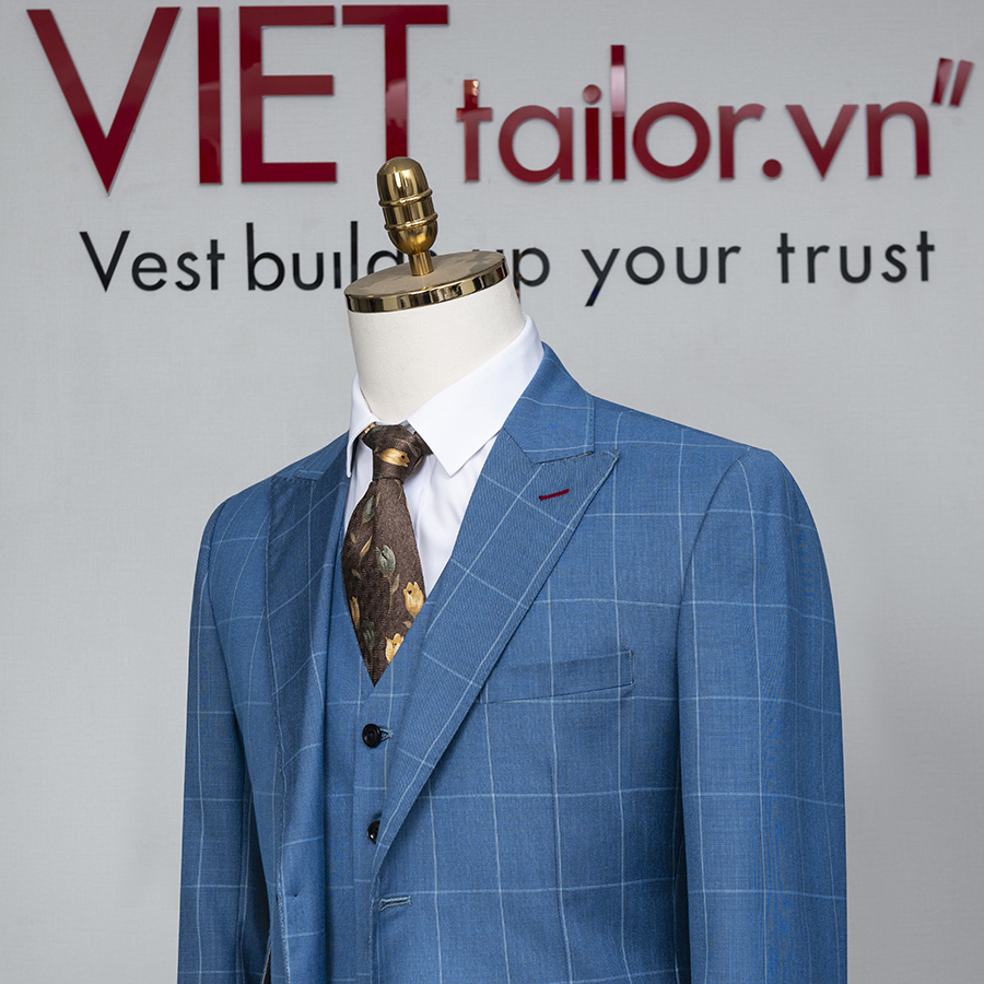 Bộ Vest Xanh Lam Caro Cao Cấp TT206
