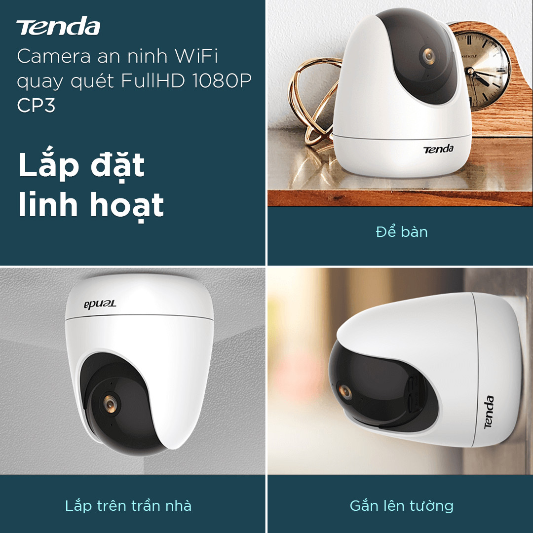 Camera IP Wifi Tenda CP3 Full HD 1080P 360° - Hàng Chính Hãng