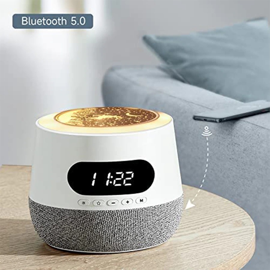 Loa Bluetooth 5.0 QFire kiêm đèn chiếu sao, đồng hồ điện tử 3 in 1 - Hàng chính hãng