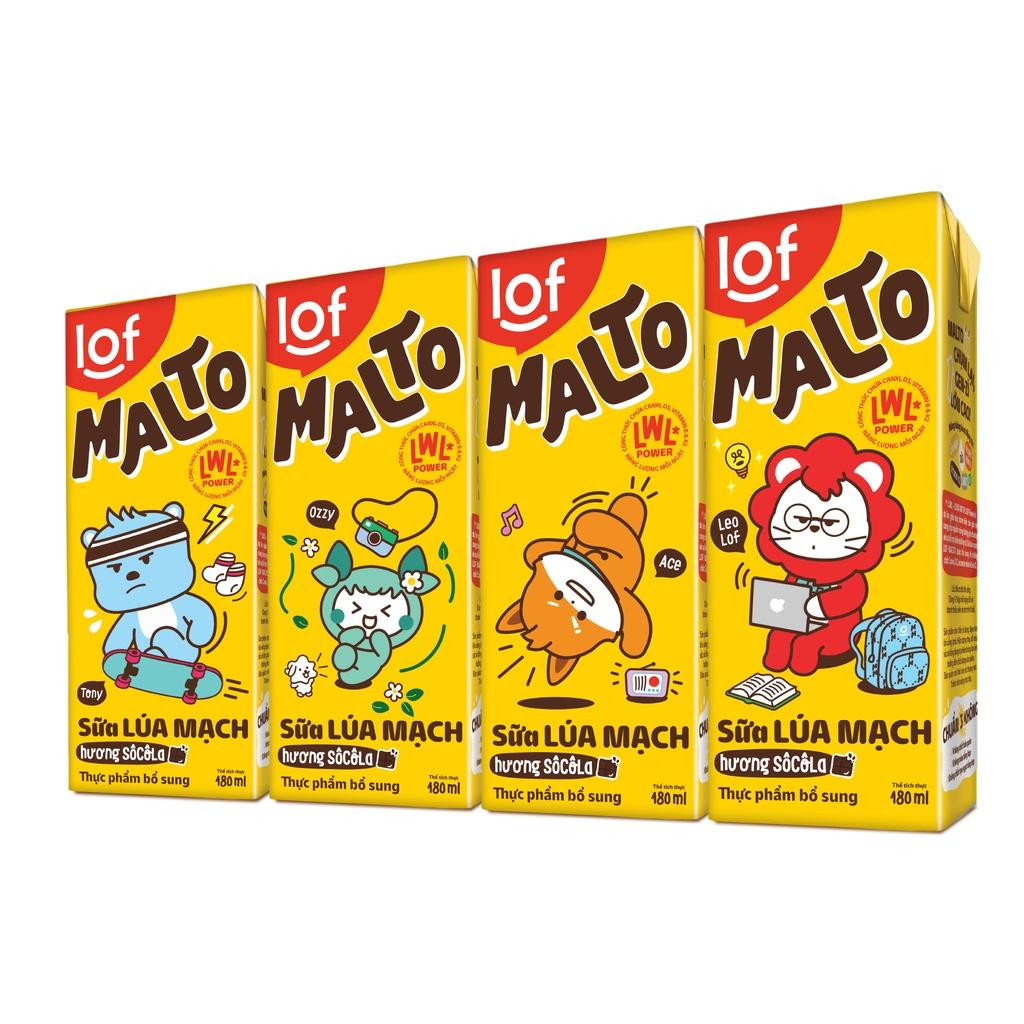 Lof Malto sữa lúa mạch Sô Cô La thùng 48 hộp x 180ml