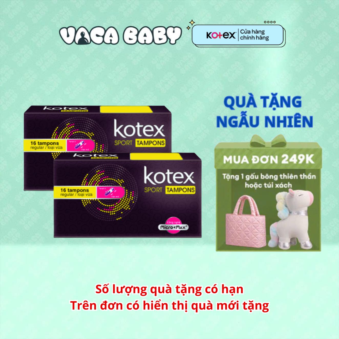 Combo 2 Hộp Băng Vệ Sinh Kotex Sport Tampon Regular Hộp 16 Miếng