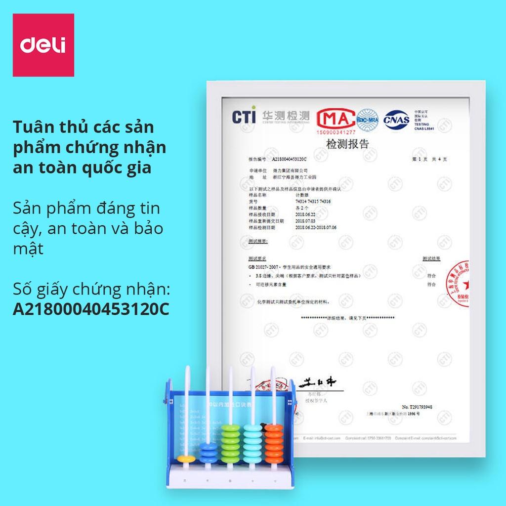 Bàn tính gảy hạt soroban 5 cột dành cho học sinh tiểu học Deli - Đồ chơi giáo dục giúp bé sáng tạo, phát triển tư duy trí tuệ thông minh - 74314