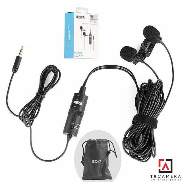 Mic Thu Âm Cài Áo Cho 2 Người BOYA BY-M1DM - Hàng Chính Hãng