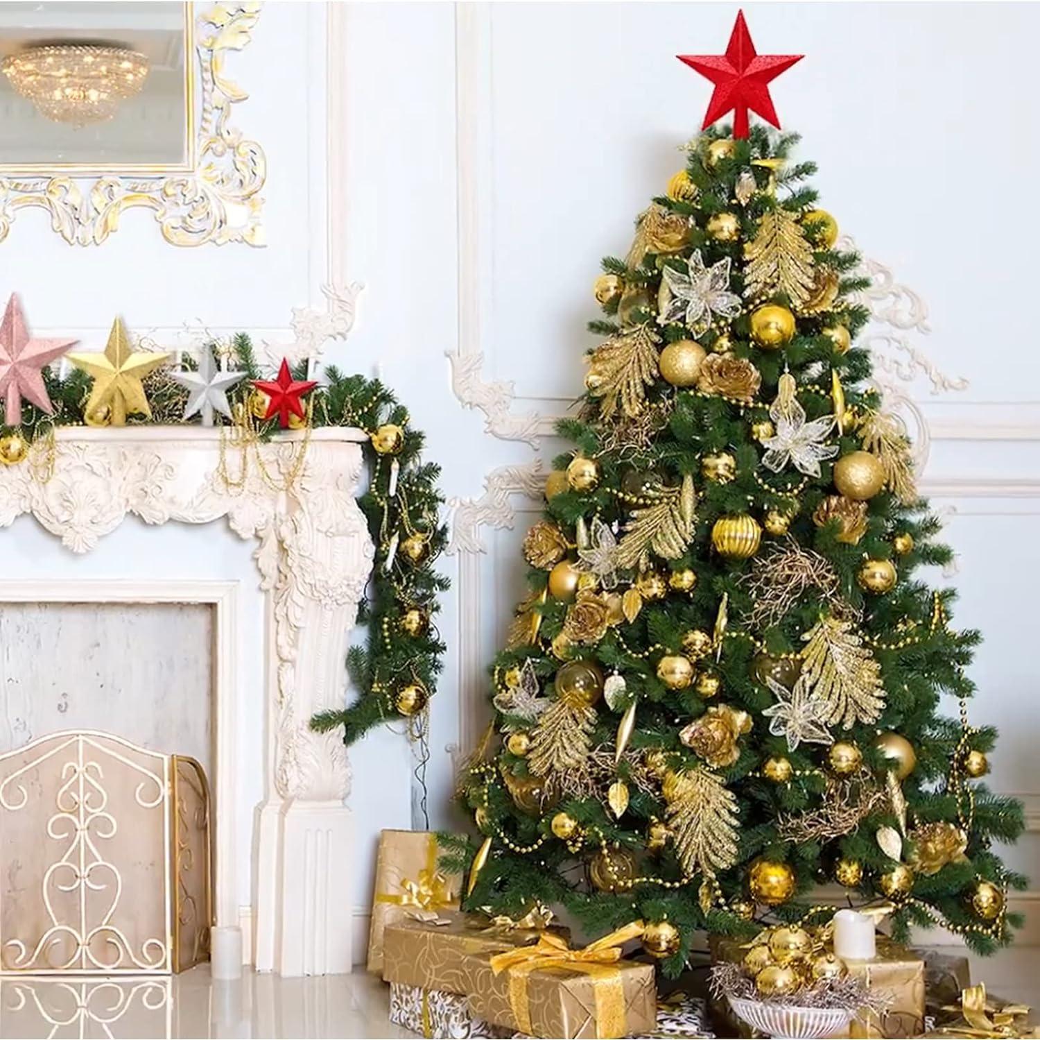 Đồ trang trí cho cây thông Noel, ngôi sao cho Summis Cây Giáng sinh, cây thông Noel hình ngôi sao cho bất kỳ trang trí nào (màu đỏ)