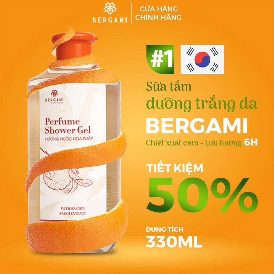 Sữa tắm dưỡng ẩm Bergami, tinh chất VITAMIN C từ CAM TƯƠI, cấp ẩm dưỡng sáng da thơm lâu lưu hương 12 giờ - 330ml