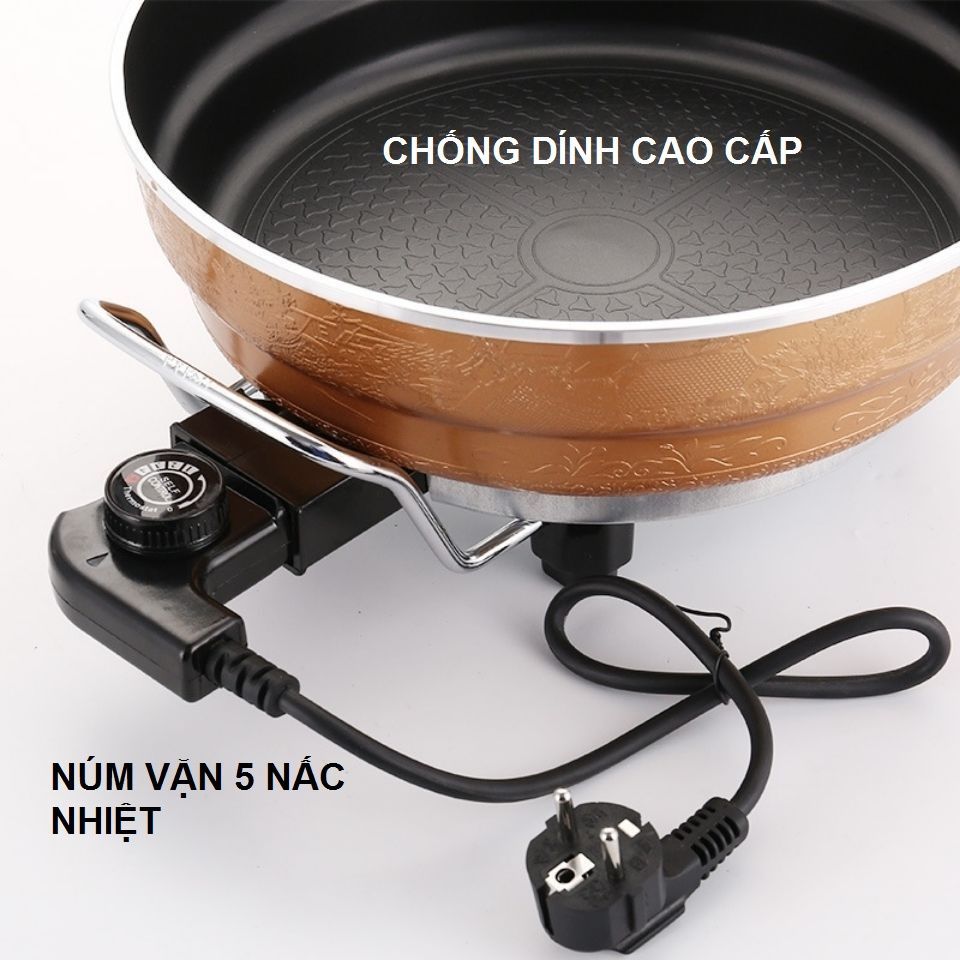 Chảo Nồi Lẩu Điện Chống Dính Đa Năng Công Suất 1360W, Nhiều Chức Năng Như Chiên, Xào, Nấu- Hàng nhập khẩu