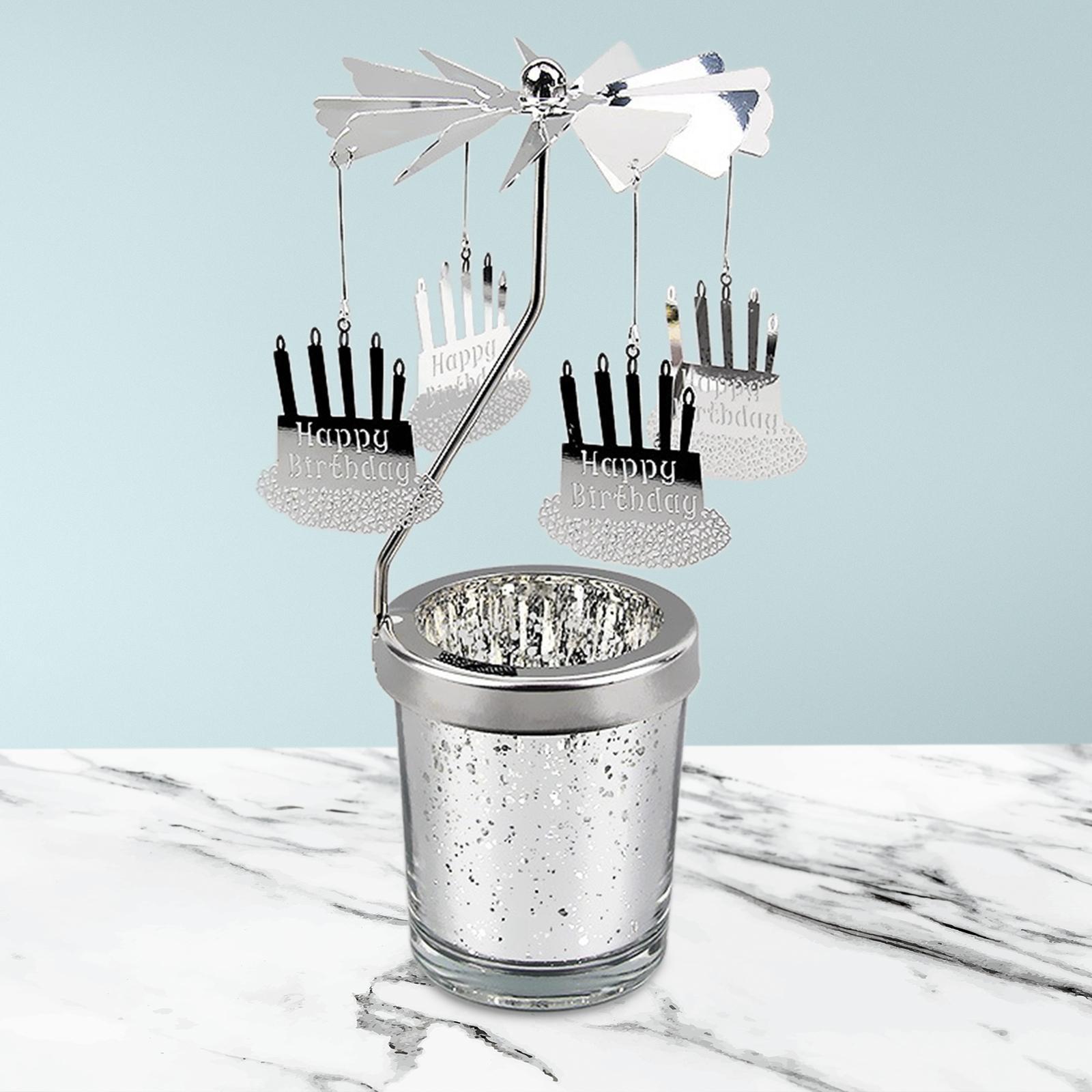2Pcs Rotating Tea Light Holder Rotating Candlestick