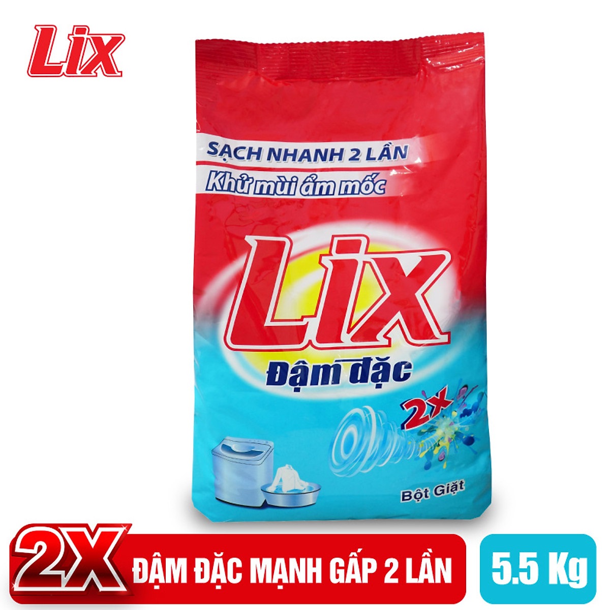 Bột giặt Lix Extra đậm đặc 5.5Kg ED557 - Tẩy sạch vết bẩn cực mạnh