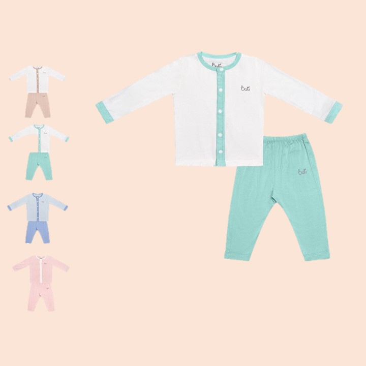 Bộ Dài Tay Bé Cài Khuy Giữa BARU Chất Cotton Xuất Hàn Mềm Mịn ,thời trang trẻ em
