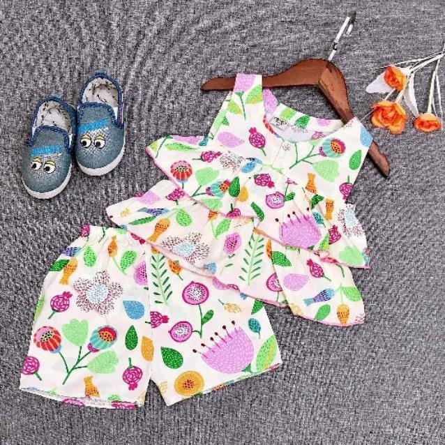 Bộ bánh bèo 2 tầng cho bé gái - Bộ quần áo bé gái -