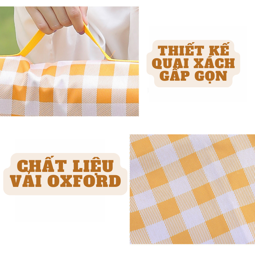 Thảm dã ngoại picnic chống ẩm đi cắm trại du lịch phượt kích thước 200 x 150 cm chất liệu vải oxford chống nước