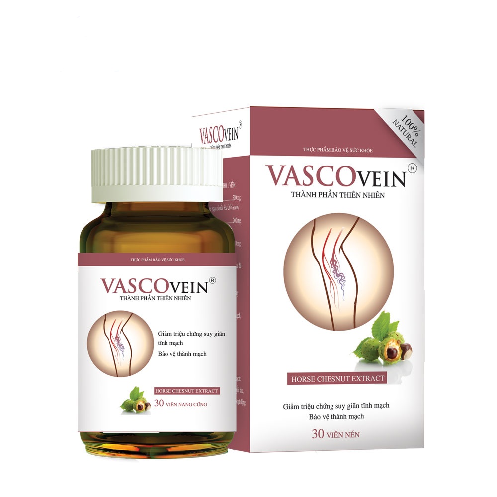 Viên Uống Hỗ Trợ Điều Trị Bệnh Suy Giãn Tĩnh Mạch Vascovein , Chiết Xuất Từ Hạt Dẻ Ngựa - Nguyên Liệu Nhập Khẩu Châu Âu