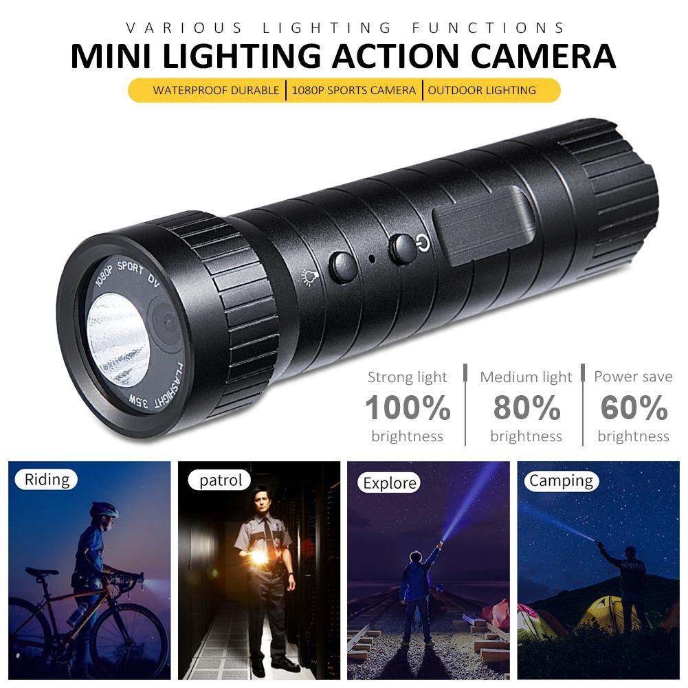 Máy ảnh mini máy ảnh thể thao 1080p máy quay xe đạp video máy quay máy quay phim đêm Vision Waterproof Sport Sport DV Camera với đèn pin