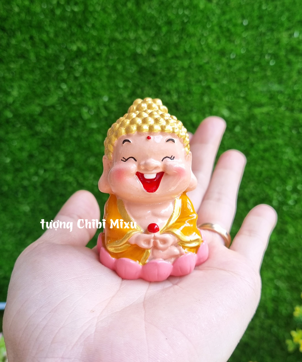 Tượng Phật Tổ - Quan Âm 6cm kèm chậu hoa sen bằng đất sét Nhật