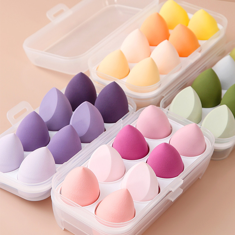 Bộ 4 bông phấn trang điểm hình quả trứng lớn , dụng cụ trang điểm hình quả dâu tây, chanh, lê đẹp và cute