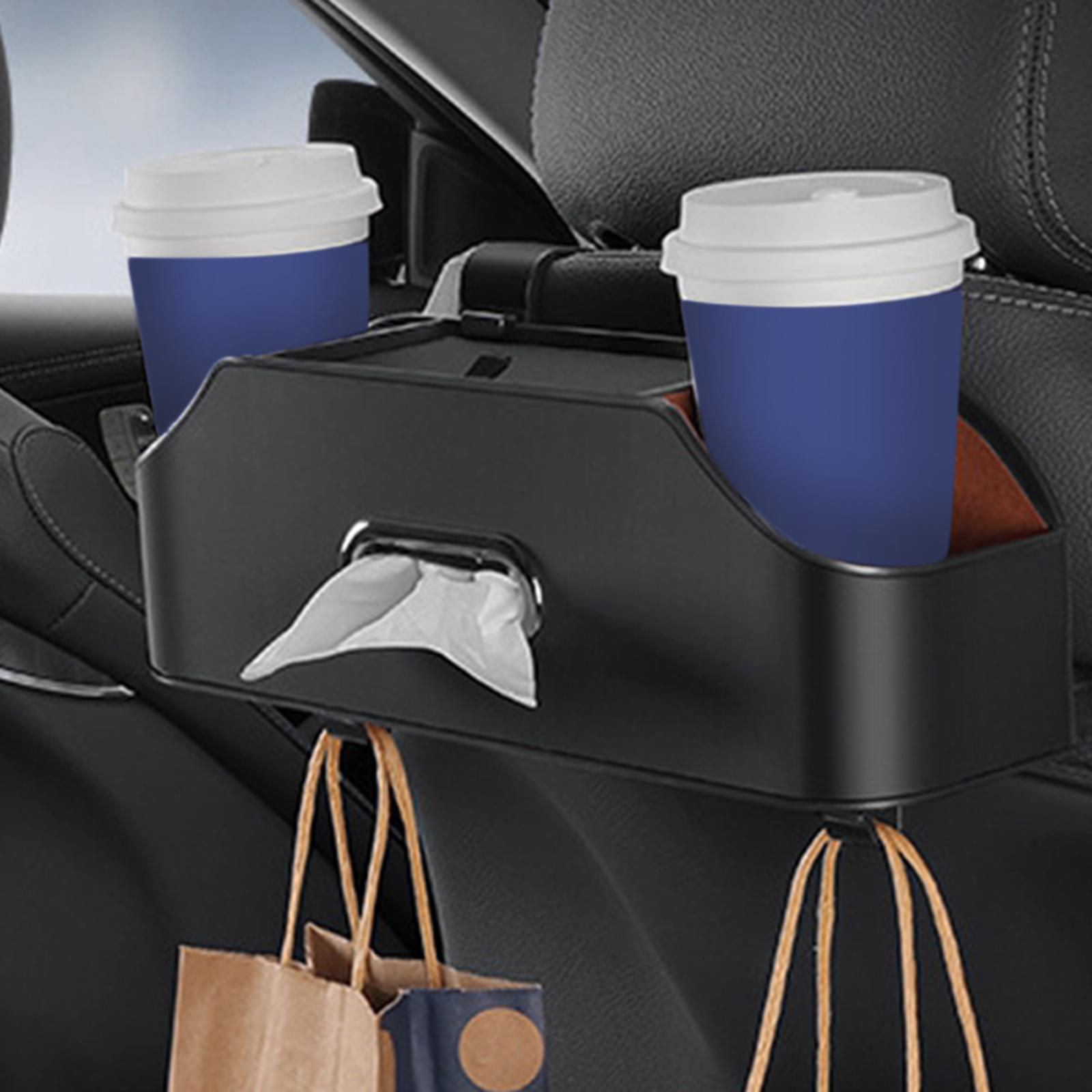 Car Seat Back Organizer Tissue Holder Backseat Storage Box Convenient Easy Installation Storing Paper Towels 2 Cup Holder