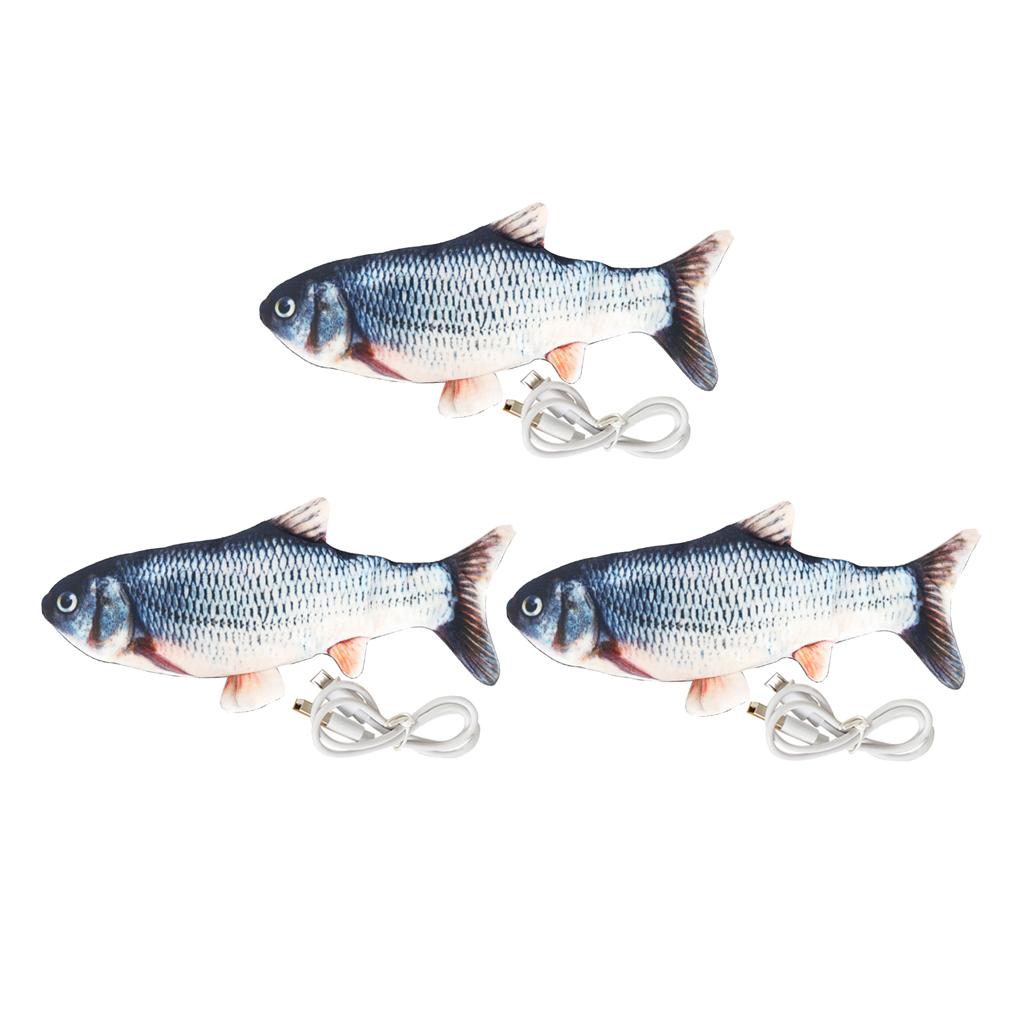 3x Pet Cat Toy Electric Simulation  Toys For Pet Interactive Grass Carp