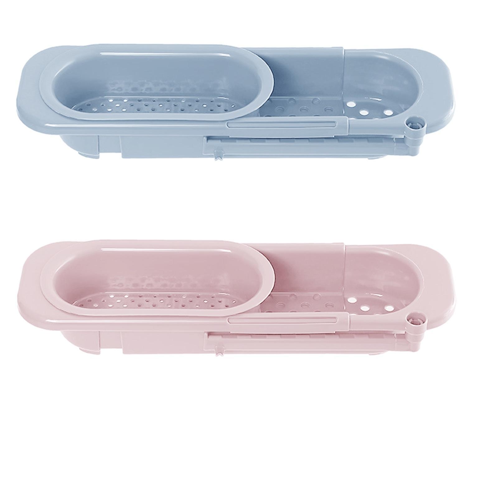 2x Kitchen Telescopic Sink Rack Soap Sponge Holder Storage Drain Basket