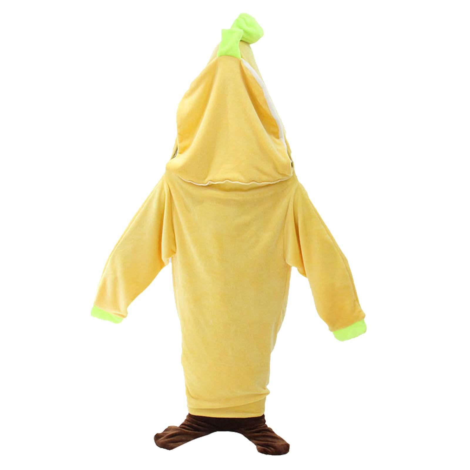 Wearable Banana Blanket Hooded Blanket Jumpsuit Halloween Fruit Sleeping Bag