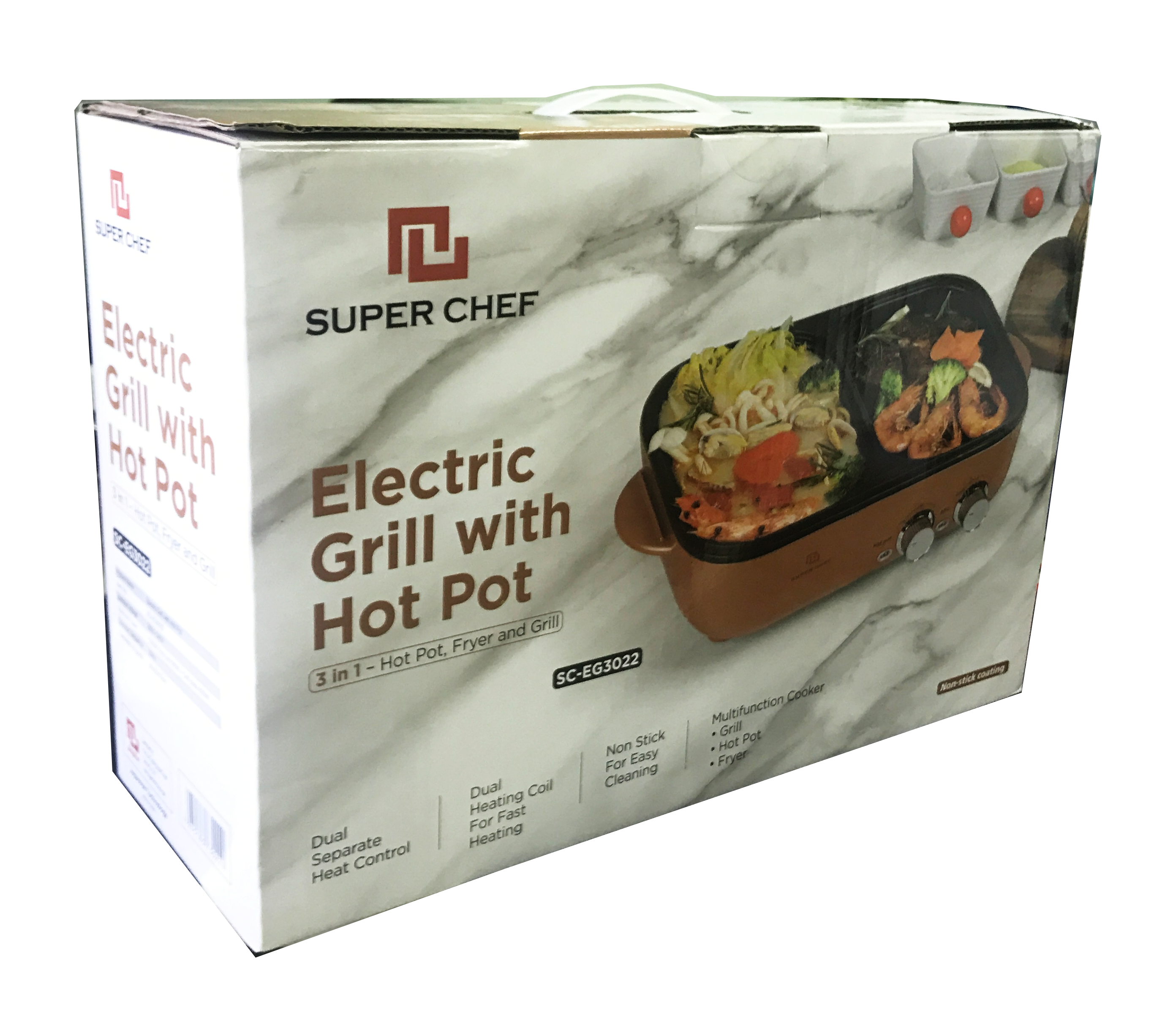 Bếp điện lẩu - nướng kết hợp Super Chef SC-EG3022- Hàng Chính Hãng