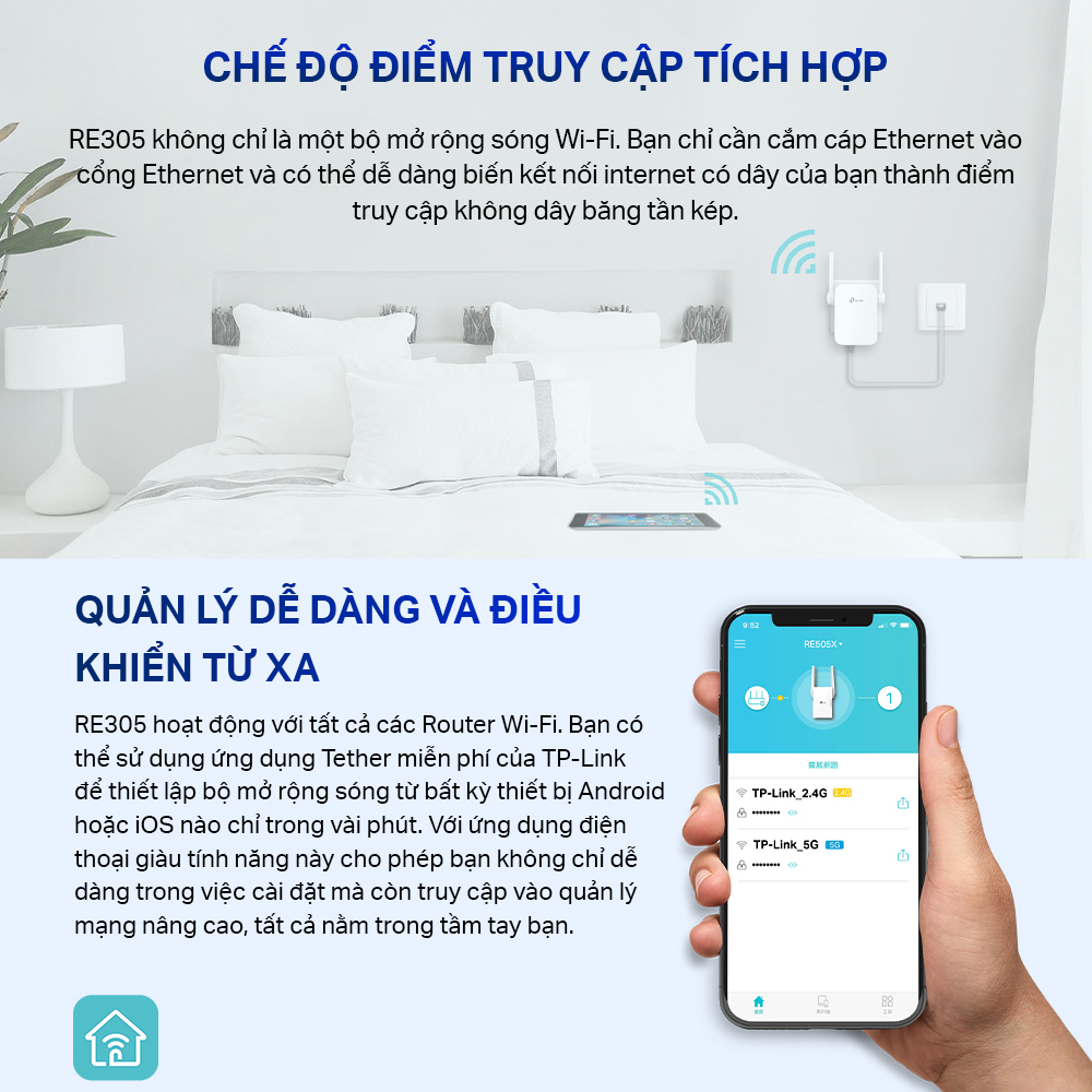 Bộ mở rộng sóng Wi-Fi TP-Link RE305 (Trắng) - Hàng chính hãng