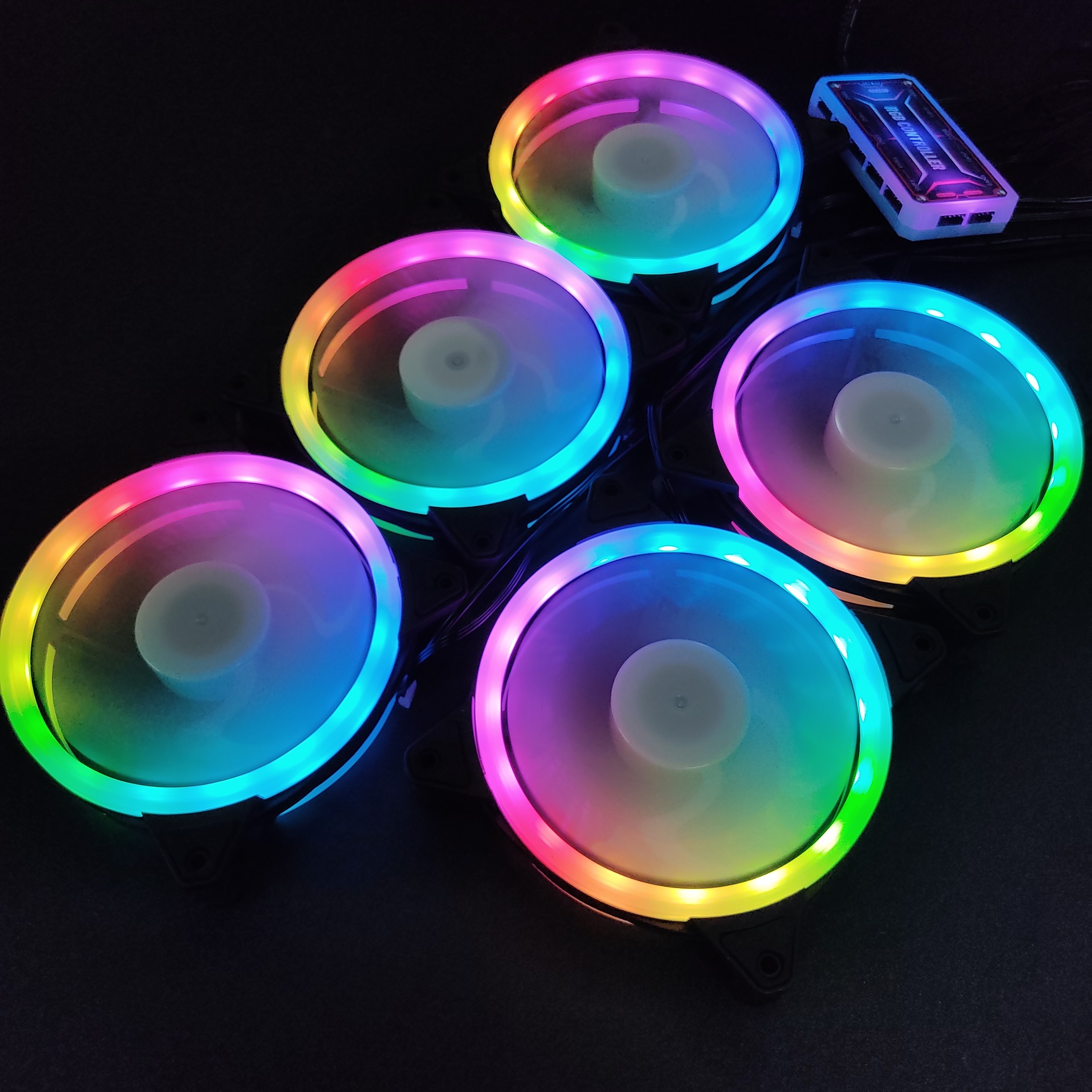 5 Quạt Tản Nhiệt, Fan Case KNC V2 Led RGB Dual Ring đồng bộ Hub điều khiển