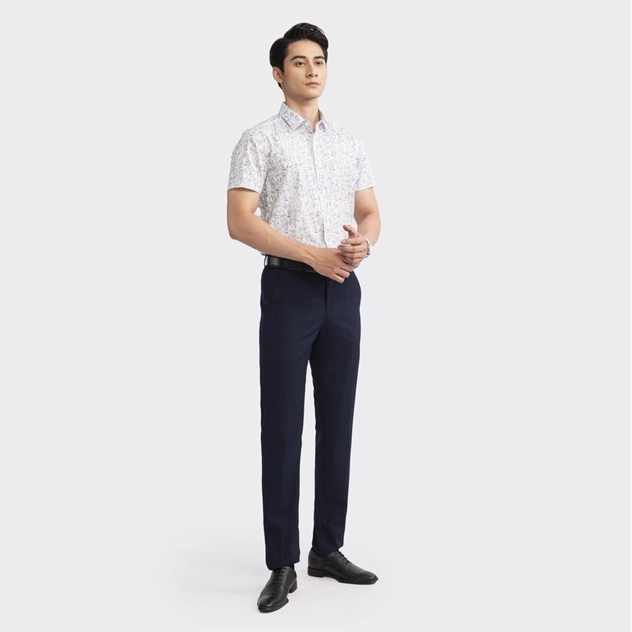 Áo sơ mi nam ngắn tay ARISTINO họa tiết trắng xanh in trẻ trung, ấn tượng - ASS054S3