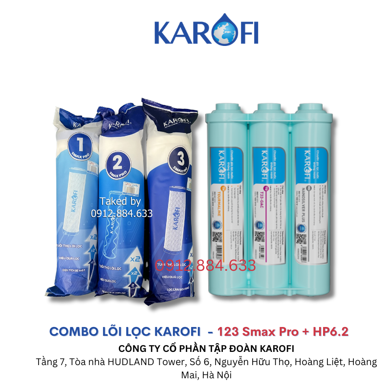 Bộ lõi lọc nước Karofi 123 và cụm hiệu suất cao Hp6.2 dành cho máy KAQ-U05, KAQ-U95, S-S038,...  - Hàng chính hãng