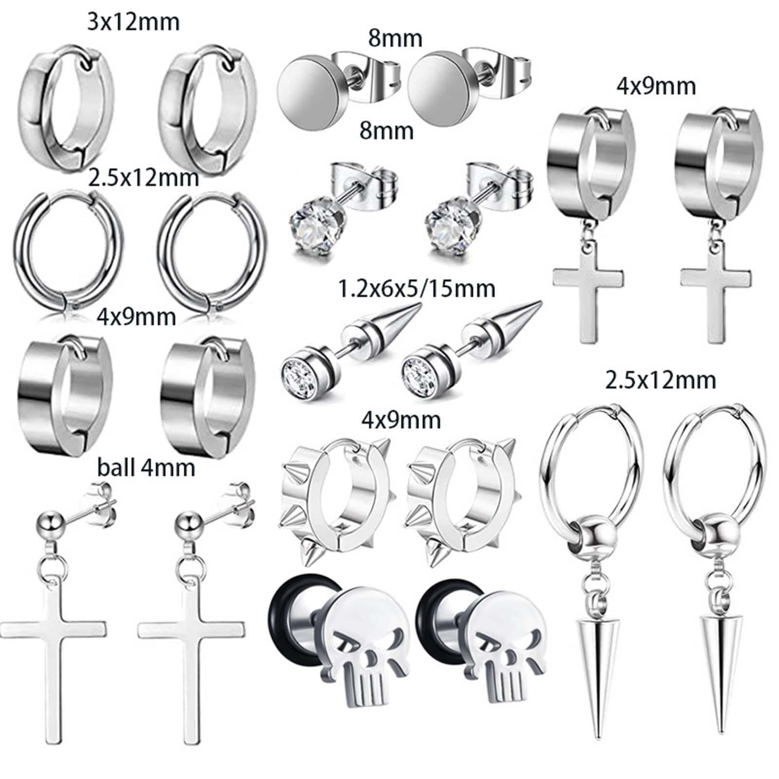 Cross Dangle Earrings Long Chain Stud Dangle Earrings Set for Men Women Prom