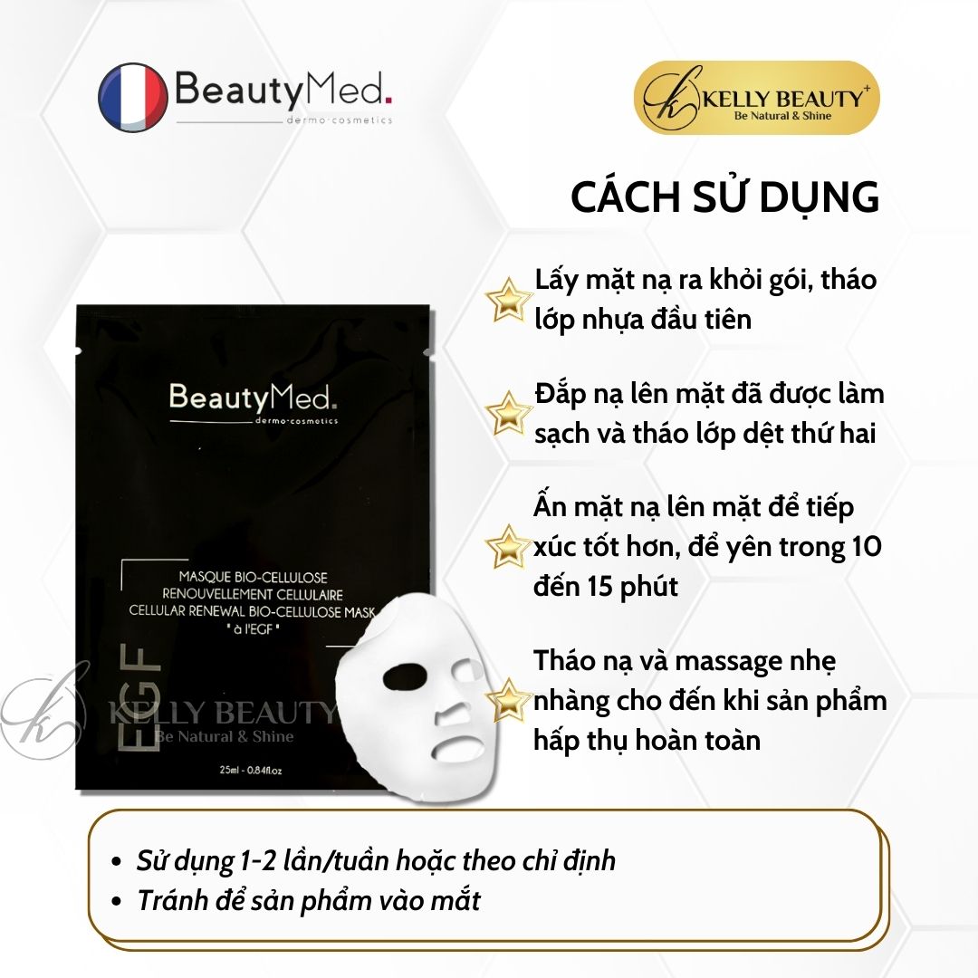 Mặt Nạ Sinh Học Tái Tạo Tế Bào Da BeautyMed EGF Cellular Renewal Bio-cellulose Mask | Kelly Beauty