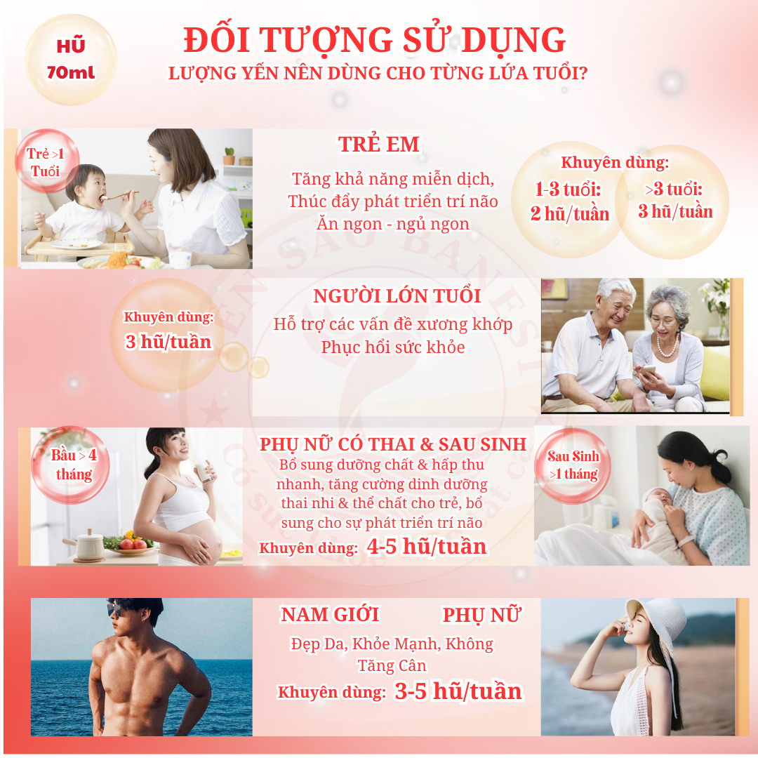 Yến Hũ 70ml chứa 7.8gr Yến Tiệt Trùng dành cho mọi lứa tuổi- Yến Sào Banest