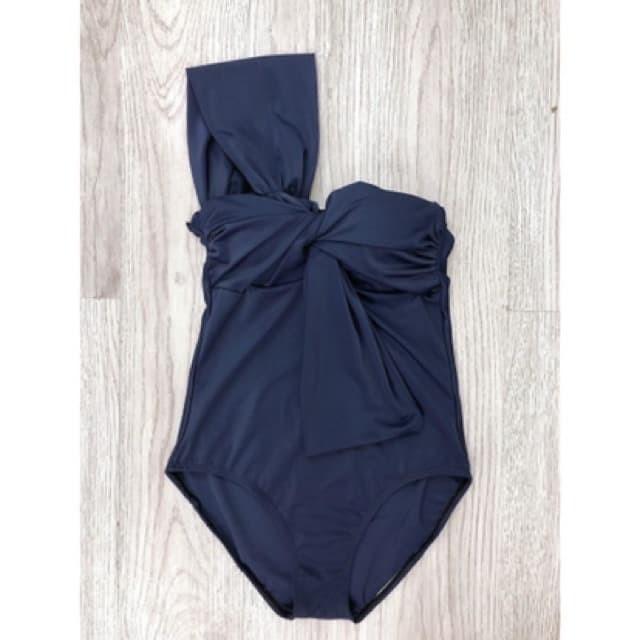 Bikini Liền Thân Lệch Vai Phối Nơ Ngực, Áo Tắm 1 Mảnh Đi Biển Hàn Quốc