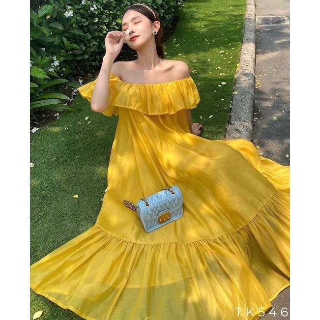 ĐẦM TRỄ VAI MAXI NHIỀU MÀU