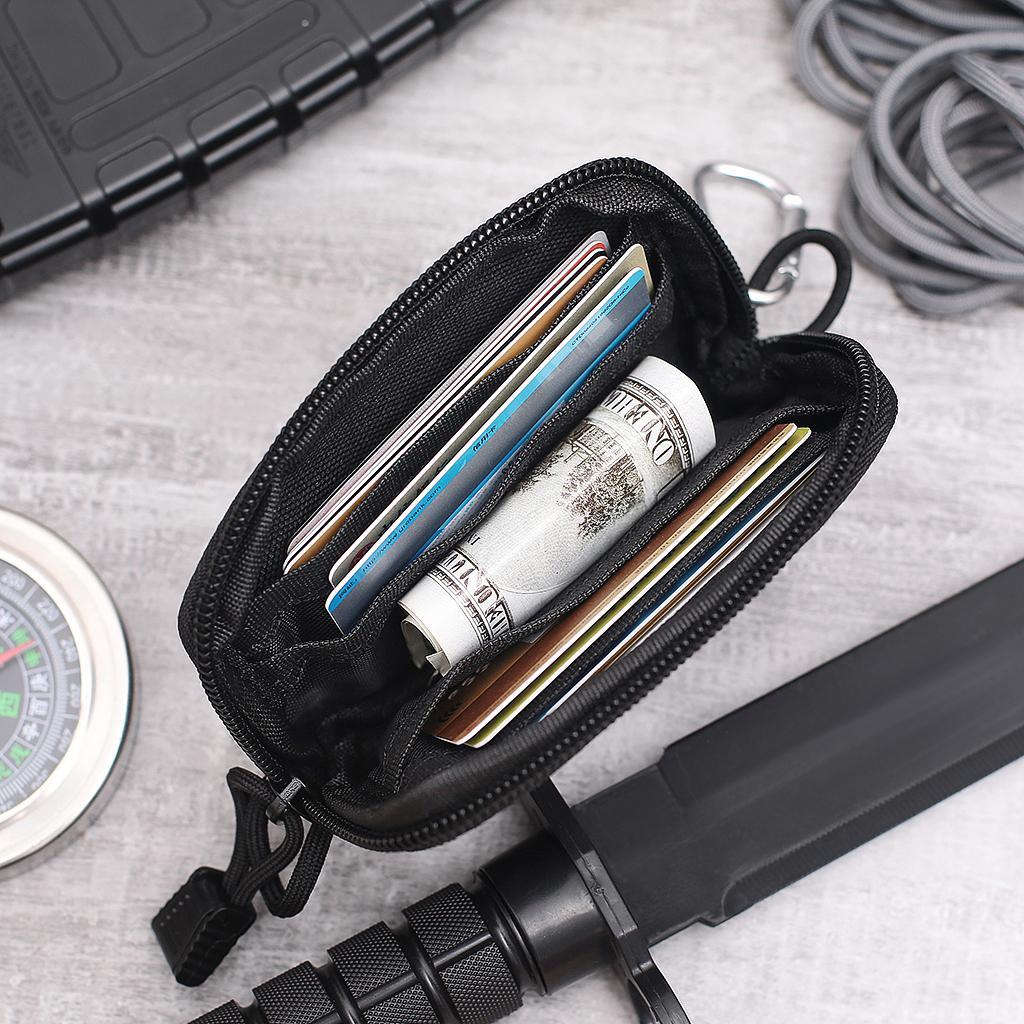 Nylon Waterproof Sport  Bag Hiking Belt Zipper Pouch Wallet Black