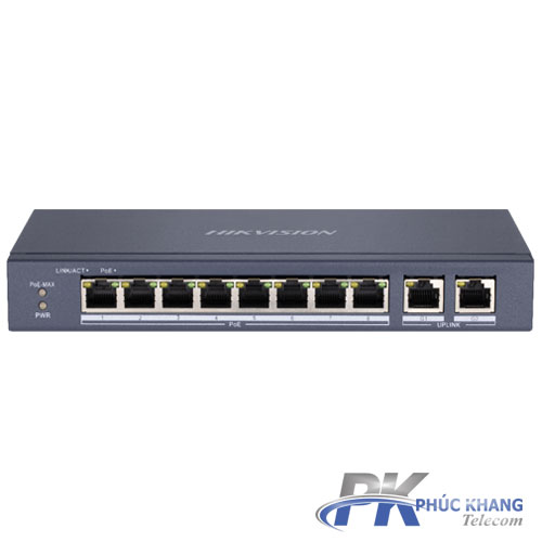 Switch mạng 8 cổng PoE , 2 cổng uplink 10/100/1000Mbps - HIKVISION DS-3E0310P-E/M (Hàng chính hãng)