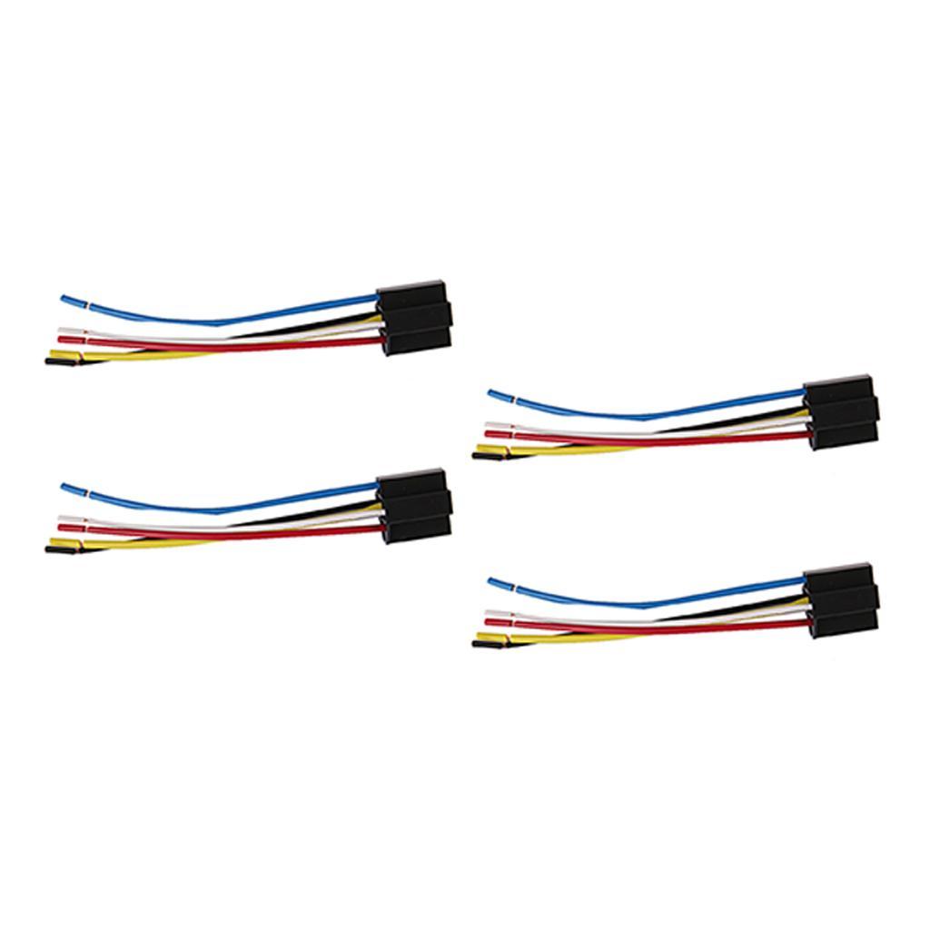 4pcs Car 12V 12 Volt DC 40A AMP Relay Wiring Harness Socket 5Pin 5Wire