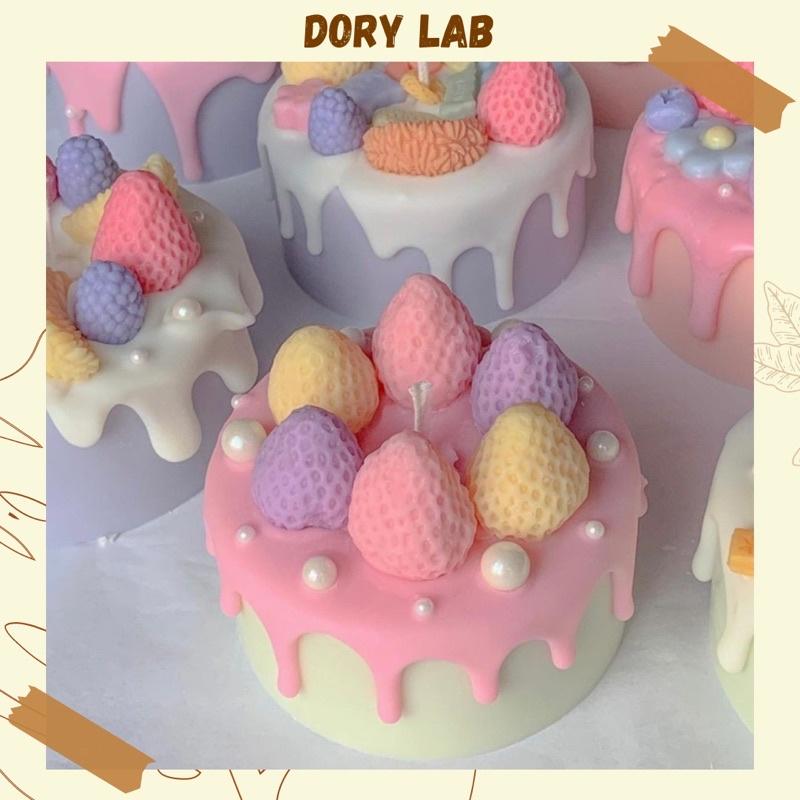 Nến Thơm Handmade Bánh Kem Dâu Tây Ngũ Sắc Mix Topping, Quà Tặng Độc Đáo - Dory Lab