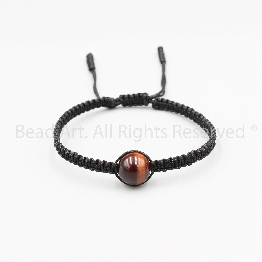 Vòng Tay Thắt Dây Đá Mắt Hổ Đỏ Tự Nhiên, Red Tiger Eye 10MM, Mệnh Hoả, Mệnh Thổ, Vòng Tay Phong Thuỷ - Bead Art