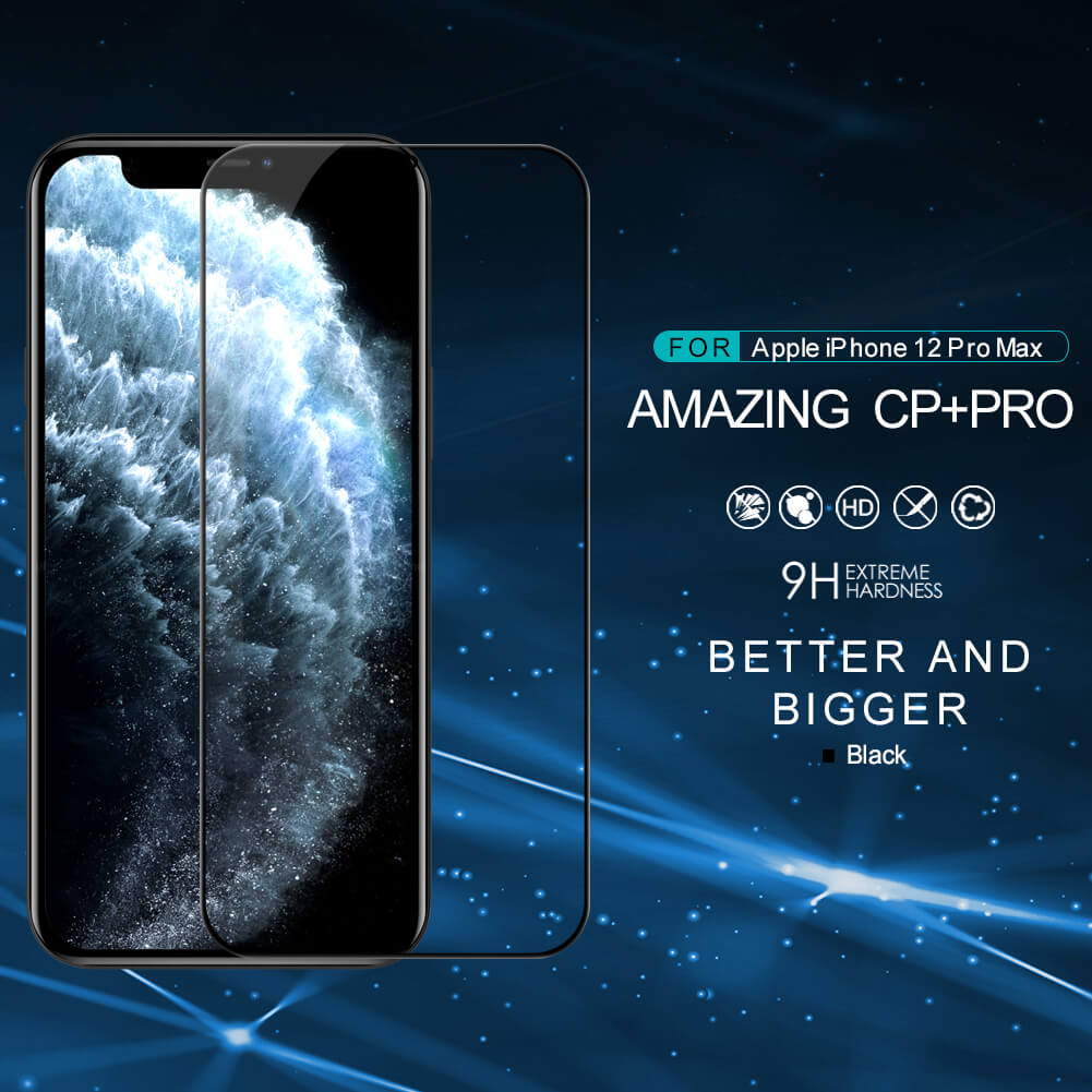 Miếng dán cường lực iPhone 12 Pro Max hiệu Nillkin Amazing CP+ Pro full màn hình 3D mỏng 0.23mm, Kính ACC Japan, Chống Lóa, Hạn Chế Vân Tay - Hàng chính hãng