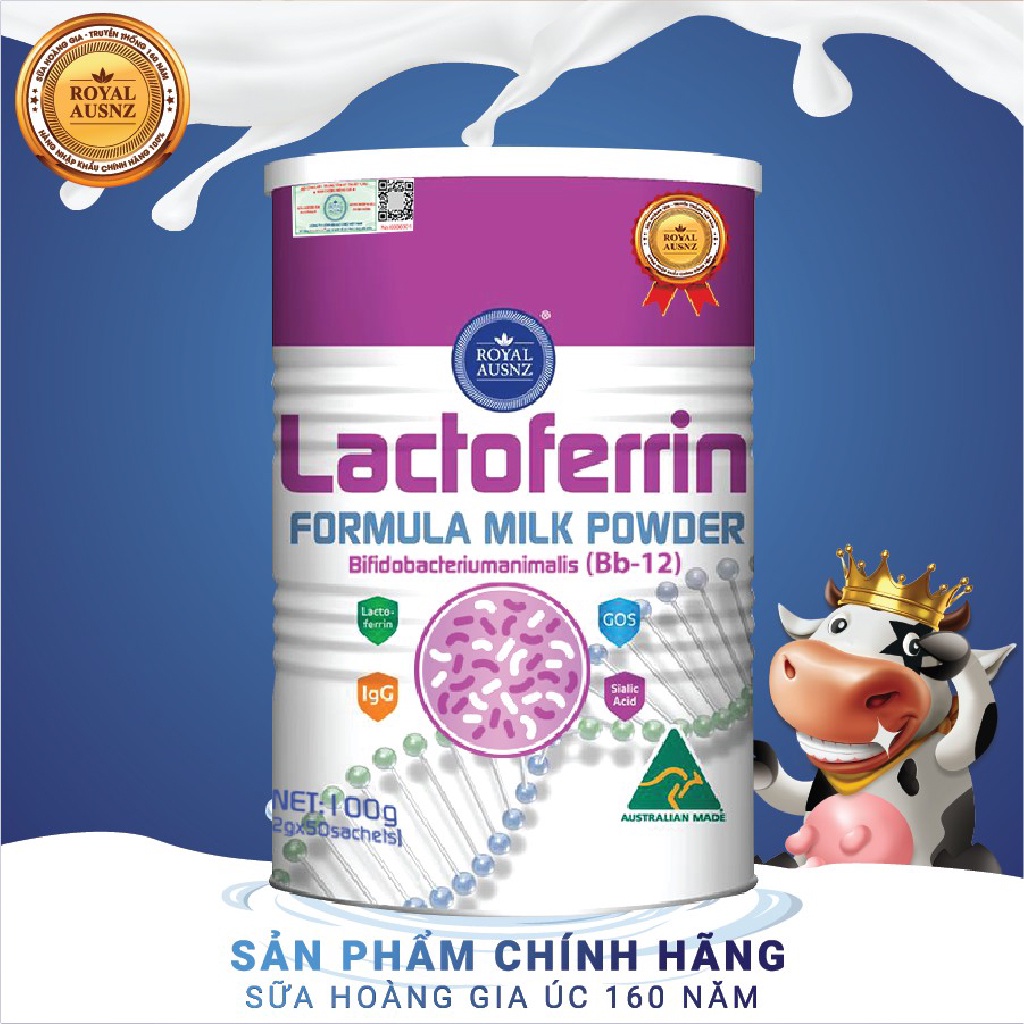 Combo 2 Hộp Sữa Bột Hoàng Gia Úc Lactoferrin Formula Milk BB-12 Tăng Cường Hệ Miễn Dịch ROYAL AUSNZ 100g