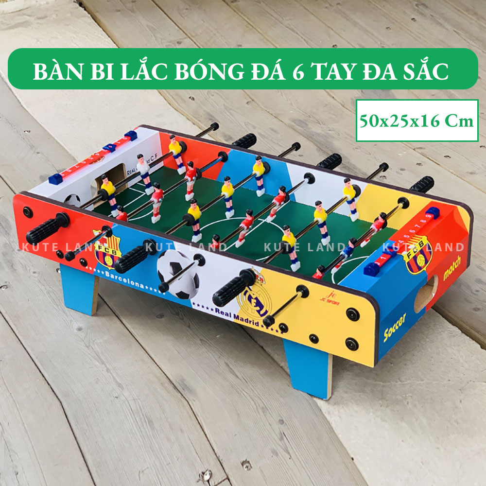 Bàn bi lắc bóng đá bằng gỗ 50x25x16 cm bản đặc biệt đội bóng Real & Barca nhiều màu sắc